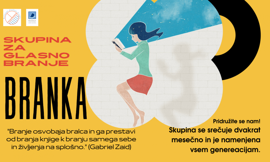 Letak s povabilom na skupino za glasno branje - Branko.
