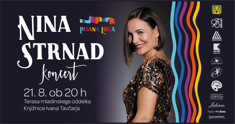 Plakat za koncert Nine Strnad z logotipi sponzorjev.