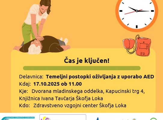 Zdravstvena delavnica: TEMELJNI POSTOPKI OŽIVLJANJA Z UPORABO AED