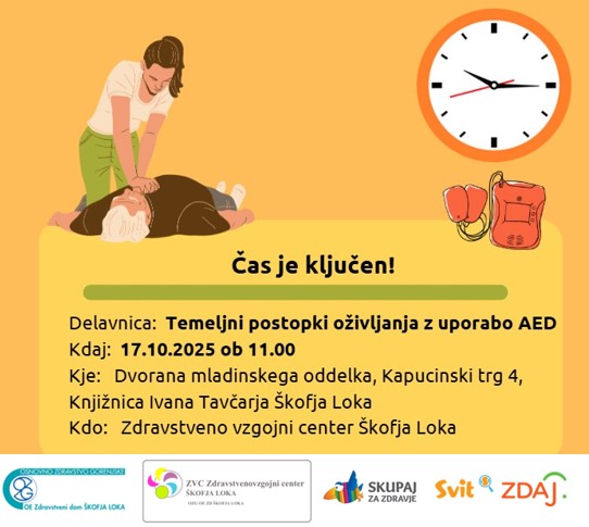 Povabilo na zdravstveno delavnico z logotipi vključenih izvajalcev.