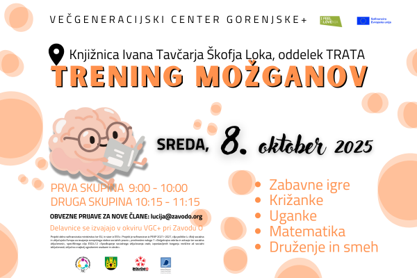 Plakat z vabilom na Trening možganov.