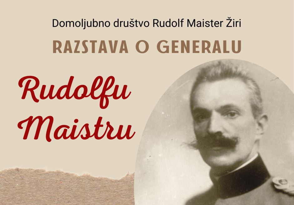 Naslovnica razstave o Rudolfu Maistru s portretom generala.